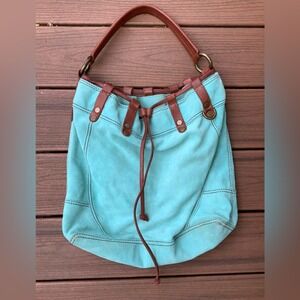 Lucky Brand Teal and Brown Hobo Bag
